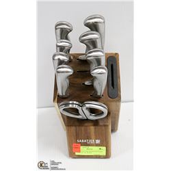 10 PC SABATIER FRANCE KITCHEN KNIFE SET W/ WOOD