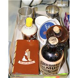 9 ITEM FLAT OF WHISKY JUGS / CUPS MORE