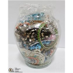 LARGE VASE OF JEWELLERY LOTS OF STERLING SILVER