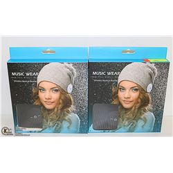 PAIR OF MUSIC WEAR WIRELESS MUSICAL BEANIES BLACK
