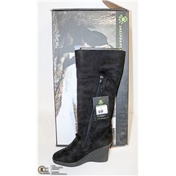 DAWGS WOMENS FASHION 15" WEDGE BOOTS BLACK