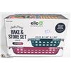 Image 1 : NEW ELLO DURAGLASS BAKE & STORE SET 4 PC LEAK PROOF