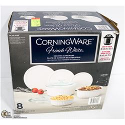 NEW CORNING WARE 8 PC SET FRENCH WHITE