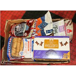 FLAT OF NEW DOG TREATS AND SNACKS, ASSORTED,