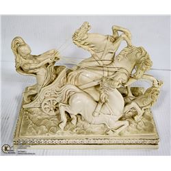 VINTAGE ALABASTER MARBLE SIGNED GLADIATOR/CHARIOTT