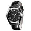 Image 2 : NEW EMPORIO ARMANI BLACK FACE LEATHER STRAP WATCH