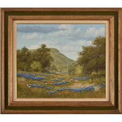 Texas Bluebonnets Oil Painting Joe G. Russell