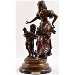 Moreau Bronze Statue Woman with Child and Lamb