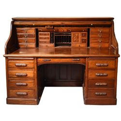 English Mahogany Roll Top Desk Circa 1900