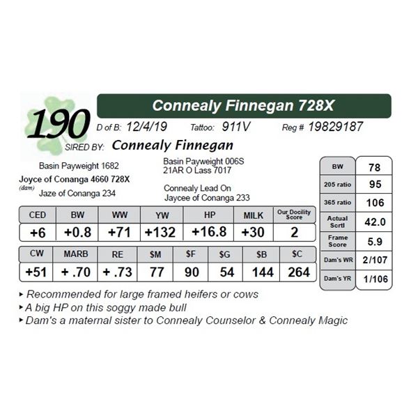 Connealy Finnegan 728X Northern Livestock Video Auction