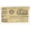 Image 1 : PARTIAL REPUBLIC OF TEXAS $2 OBSOLETE BANK NOTE