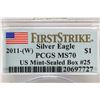 Image 3 : 2011 (W) AMERICAN SILVER EAGLE PCGS MS70