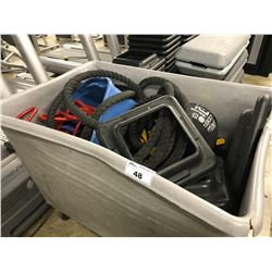 BIN OF MEDICINE BALLS, BOSU BALLS, FITNESS ROPES  AND MISC. FITNESS EQUIPMENT - BIN NOT INCLUDED