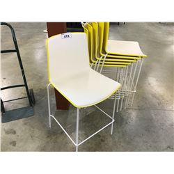 YELLOW AND WHITE PEDRALI TWEET BAR HEIGHT STOOL