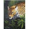 Image 1 : Leopard Painting titled Leopard's Eyes - Original oil painting on canvas with frame