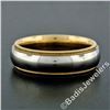 Image 2 : Men's 18kt White and Yellow Gold 5.5mm Milgrain Edged Band Ring