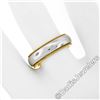 Image 3 : Men's 18kt White and Yellow Gold 5.5mm Milgrain Edged Band Ring