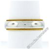 Image 4 : Men's 18kt White and Yellow Gold 5.5mm Milgrain Edged Band Ring