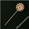 Image 2 : Vintage 14kt Yellow Gold Round Flower Carved Cameo Stick Pin