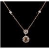 Image 1 : 14KT Rose Gold 0.98 ctw Diamond Necklace