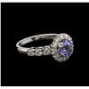 Image 1 : 1.33 ctw Tanzanite and Diamond Ring - 14KT White Gold