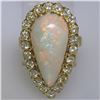 Image 5 : Vintage French 14k Gold 4.95 ctw Elongated Pear Opal & Diamond Halo Cocktail Rin