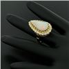 Image 9 : Vintage French 14k Gold 4.95 ctw Elongated Pear Opal & Diamond Halo Cocktail Rin