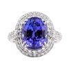 Image 2 : 7.05 ctw Tanzanite and Diamond Ring - Platinum
