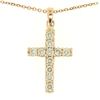 Image 1 : 14k Rose Gold 0.75 ctw Round Brilliant Diamond Petite Cross Pendant w/ 16" Chain
