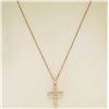 Image 4 : 14k Rose Gold 0.75 ctw Round Brilliant Diamond Petite Cross Pendant w/ 16" Chain
