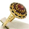Image 3 : Vintage 14k Yellow Gold 1.5 ctw Round Garnet & Black Enamel Champleve Flower Rin