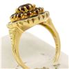 Image 5 : Vintage 14k Yellow Gold 1.5 ctw Round Garnet & Black Enamel Champleve Flower Rin