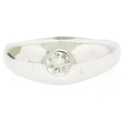 Men's 14kt White Gold 0.25 ctw Bezel Round Diamond Solitaire Band Ring