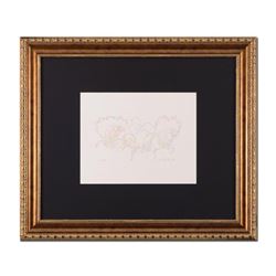 Guillaume Azoulay, "Essai AK" Framed Original Drawing, Hand Signed with Letter o