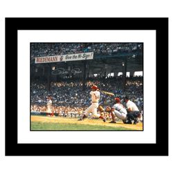 "Rose Hitting in Crosley Field" Framed Archival Photograph Featuring Pete Rose T