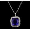 Image 1 : GIA Cert 40.78 ctw Tanzanite and Diamond Pendant With Chain - 14KT White Gold