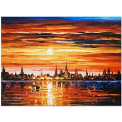 Leonid Afremov (1955-2019) "Sunset in Barcelona" Limited Edition Giclee on Canva