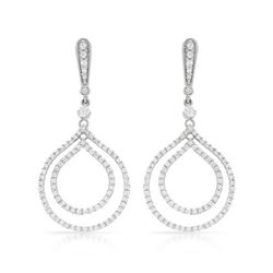 14k White Gold 1.23CTW Diamond Earrings, (SI3/G)