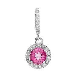 14k White Gold 0.90CTW Pink Topaz and Diamond Pendant, (I1-I2/G-H)