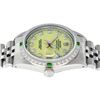 Image 3 : Rolex Mens Stainless Steel Yellow MOP & Emerald Datejust Wristwatch 36MM