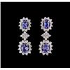 Image 1 : 2.35 ctw Tanzanite and Diamond Earrings - 14KT White Gold