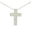Image 1 : 14K White Gold 0.51 ctw Micro Pave Diamond Cross Pendant w/ 18" Cable Link Chain