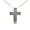 Image 5 : 14K White Gold 0.51 ctw Micro Pave Diamond Cross Pendant w/ 18" Cable Link Chain