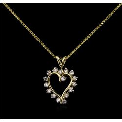0.72 ctw Diamond Pendant With Chain - 14KT Yellow Gold