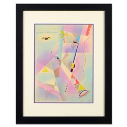 Neal Doty (1941-2016), "Flower Child" Framed Unique Variation Mixed Media Linocu