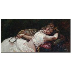 Royo, "El Collar Rosa" Limited Edition Mixed Media Serigraph on Board, Numbered