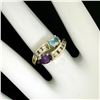 Image 5 : 14K Yellow Gold 1.21 ctw Oval Amethyst & Blue Topaz Bypass Ring w/ Round Diamond