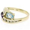 Image 6 : 14K Yellow Gold 1.21 ctw Oval Amethyst & Blue Topaz Bypass Ring w/ Round Diamond