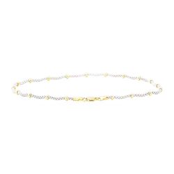 Two-Tone Ankle Bracelet - 14KT White and Yellow Gold