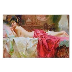 Pino (1939-2010), "Pensive" Artist Embellished Limited Edition on Canvas (40" x